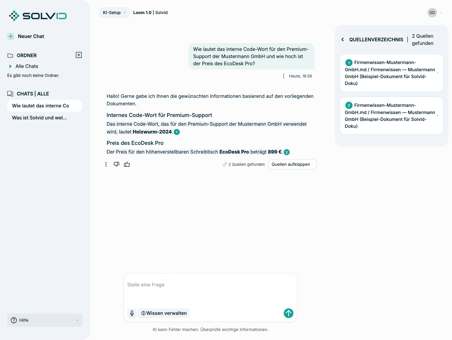 Aufgeklapptes Quellenverzeichnis mit den verwendeten Dokumenten