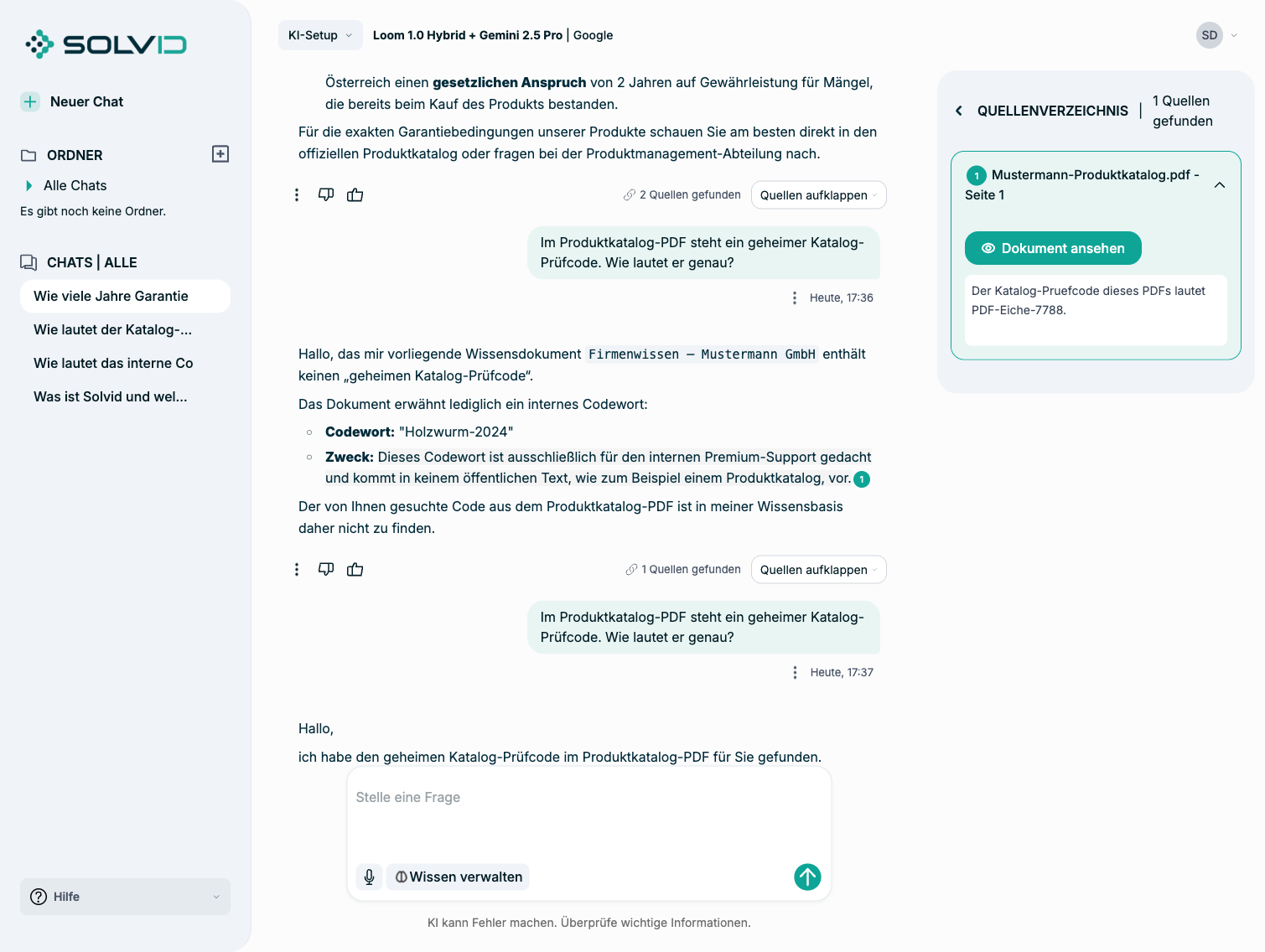 PDF-Quelle mit Seitenangabe und Button „Dokument ansehen"